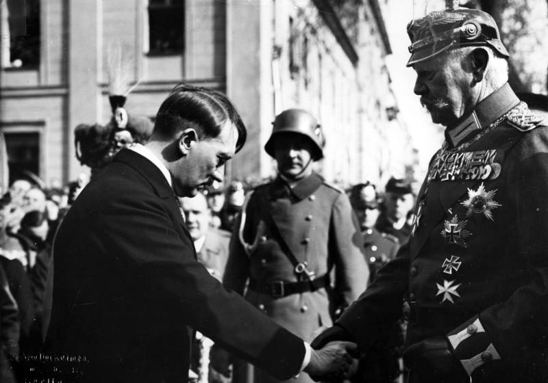 Adolf Hitler with Paul von Hindenburg and Werner von Blomberg at Potsdam